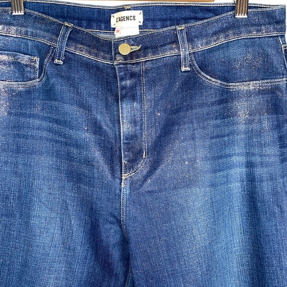 L’Agence El Matador Slim High Rise Cropped Gold Glitter Coated Jeans size 33 - Picture 3 of 11